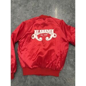 Vintage 1983 Tee Jays Satin Bomber Alabama On Tour Jacket Large Red Band Concert